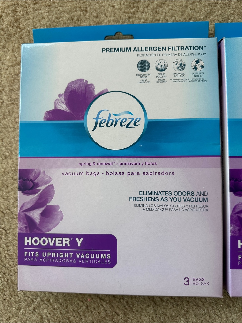 Febreze Hoover Y Vacuum Bags - Blue & Purple Packaging (total of 5 bags) - Picture 2 of 3